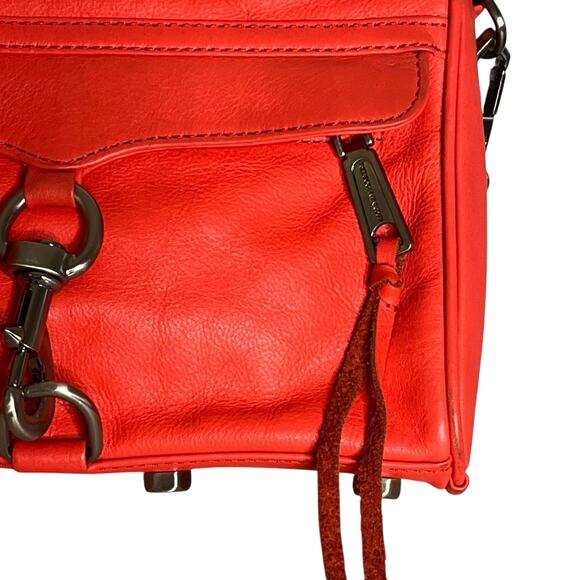Rebecca Minkoff Leather Mini Mac Clutch Crossbody Bag Convertible Tomato Red - Picture 6 of 11